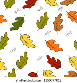 Seamless pattern of Pack of pretty autumn leaves and flowers vector
