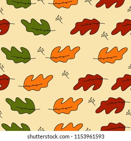 Seamless pattern of  Pack of pretty autumn leaves and flowers Vector
