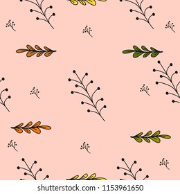 Seamless pattern of  Pack of pretty autumn leaves and flowers Vector