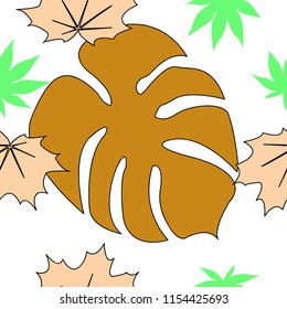 Seamless pattern of Pack of pretty autumn leaves and flowers vector