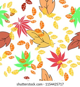 Seamless pattern of Pack of pretty autumn leaves and flowers vector