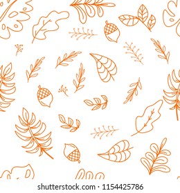 Seamless pattern of Pack of pretty autumn leaves and flowers vector