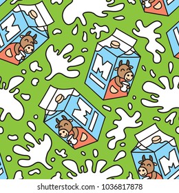 Seamless pattern package of milk. Cute seamless pattern. Vector pattern. Milk box pattern.