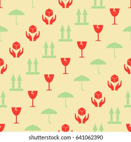Seamless pattern with packaging symbols for your design