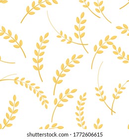 Seamless pattern of paddy rice field on white background vector illustration.