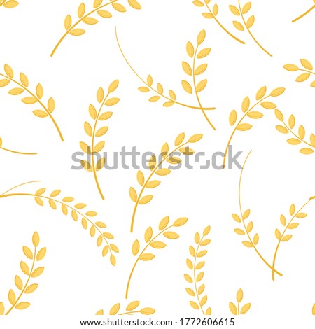 Seamless pattern of paddy rice field on white background vector illustration.