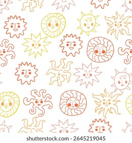 seamless pattern with pagan solar in hand drawn style. Ornament for decor postcard design print poster background wallpaper wrapping packaging textile banner backdrop
