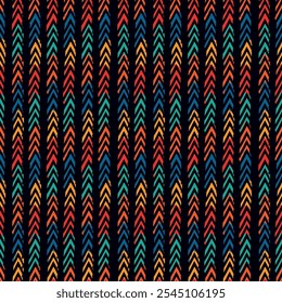 Patrón sin fisuras. Pincel de pintura adorno de chevrones. Fondo geométrico dibujado a mano. Fondo de pantalla de soportes triangulares. Fondo geométrico. Motivo étnico. Flechas de impresión textil. Vector abstracto