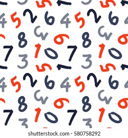 seamless pattern paint brush digits. Vector