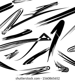 Seamless Pattern Paint Brush Grunge Abstract Stratch Black white monochrome