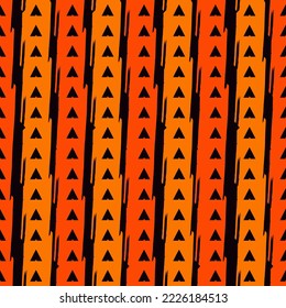 Seamless pattern. Paint brush triangles ornament. Hand drawn geometrical backdrop. Triangular shapes wallpaper. Geometric background. Ethnic motif. Arrows textile print. Web design. Vector abstract.