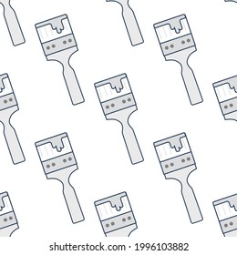 Seamless pattern of paint brushes with streaks of paint. The concept of construction, repair, and artwork. For wallpaper, packaging, background, postcards, advertising brochures. Vector illustration
