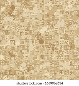 Seamless pattern. Paint splashed picture.  Texture made up of squares. The colors of old paper.