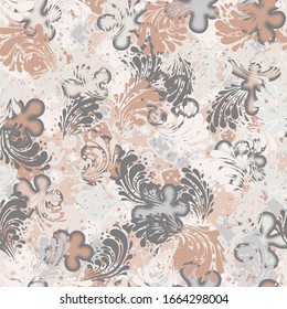 Seamless pattern. Paint splashes made on canvas. Colorful chaos.