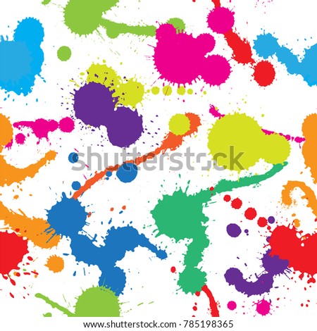 Seamless pattern with paint splatters.Colorful paint splashes background.Vector illustration.