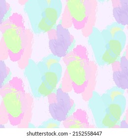 Seamless pattern paint spots effect design. Neon rainbow background pastel vivid colors.