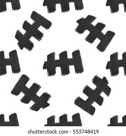 Seamless pattern with paint stroke on a white background. abstract monochrome geometric illustration.