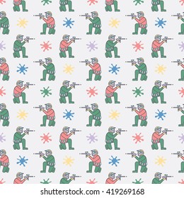 Seamless pattern with paintball players.