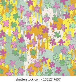 Seamless pattern. Painted blots scattered hoatically on an abstract background.