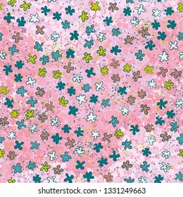 Seamless pattern. Painted blots scattered hoatically on an abstract background.