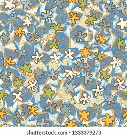 Seamless pattern. Painted blots scattered hoatically on an abstract background.