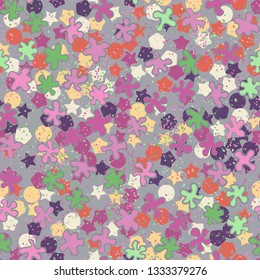 Seamless pattern. Painted blots scattered hoatically on an abstract background.