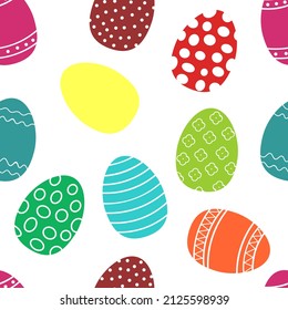 Seamless pattern of painted Easter eggs, vector illustration