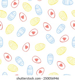 seamless pattern with painted Easter eggs rabbit