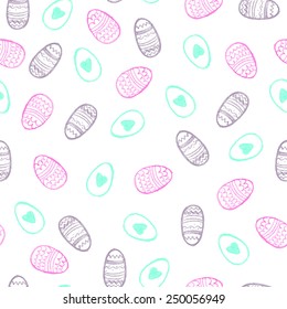 seamless pattern with painted Easter eggs rabbit