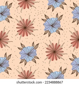 Seamless pattern with painted flowers.