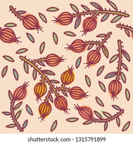 seamless pattern with painted flowers and organic shapes. modern print. vector illustration