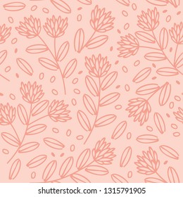 seamless pattern with painted flowers and organic shapes. modern print. vector illustration