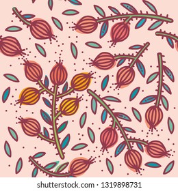 seamless pattern with painted flowers and organic shapes. modern print. vector illustration