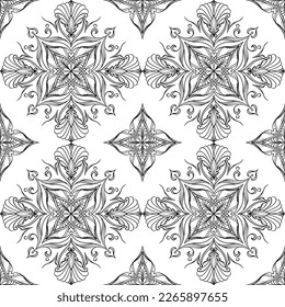 seamless  pattern of painted oriental motifs