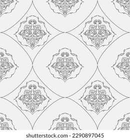 seamless  pattern of painted oriental motifs