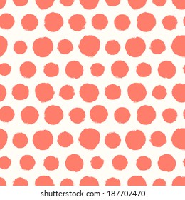 Seamless pattern with painted polka dot texture. Vector illustration
