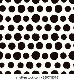 Seamless pattern with painted polka dot texture. Vector illustration