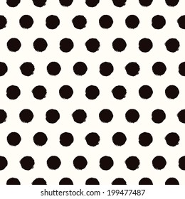 Seamless pattern with painted polka dot texture. Vector illustration