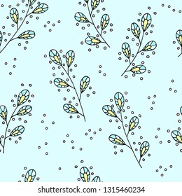 Seamless pattern: painted spring willow branches