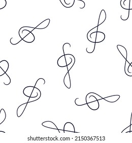 patrón impecable con teclas de trazo pintadas sobre un fondo blanco. ilustración vectorial. melodía, música.