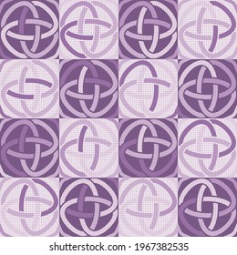 Seamless pattern painted in violet shades, composed of Celtic elements.