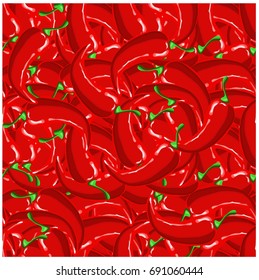 Seamless pattern painting red hot chili peppers stock vector illustration