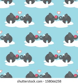 seamless pattern with pair elephant