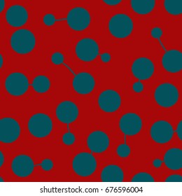 Seamless PATtern Pair of green spot connected with lines on red background