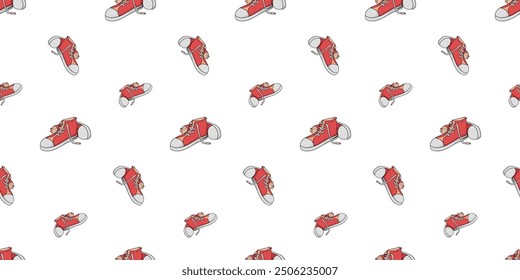 Seamless pattern with pair of high-top sneakers doodle vector