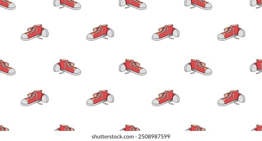 Seamless pattern with pair of high-top sneakers doodle vector