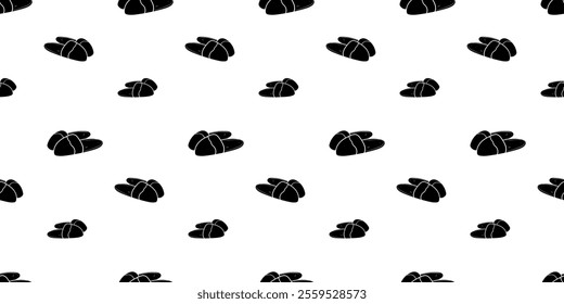 Seamless pattern with pair of slippers silhouette vector