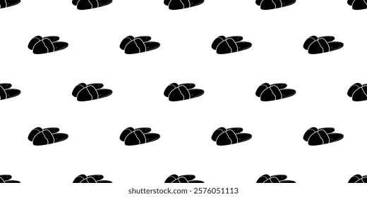 Seamless pattern with pair of slippers silhouette vector