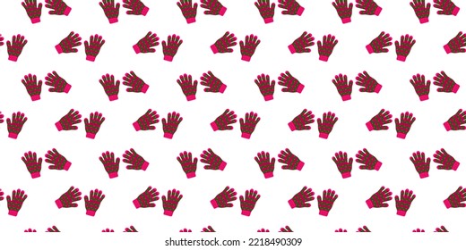 Seamless pattern with pairs of cozy knitted gloves. Winter, Christmas or New Year background. Cute design for scrapbooking or wrapping paper. Vector flat illustration