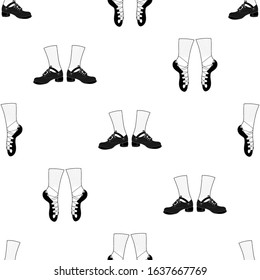 Seamless pattern with pairs of shoes for traditional Irish dance.